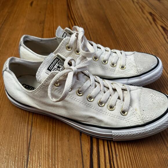 Converse All Star cream metallic toe low top sneakers SIZE 11 - Picture 1 of 7